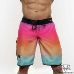 Spodenki startowe do Men's physique (fitness plażowe) TęczoweII - róż/pomarańcz/błękit